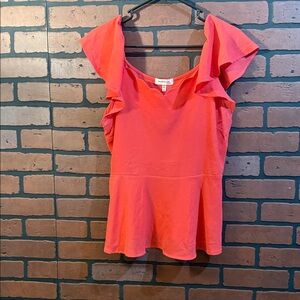 Pendulum Coral Ruffle Sleeve Top